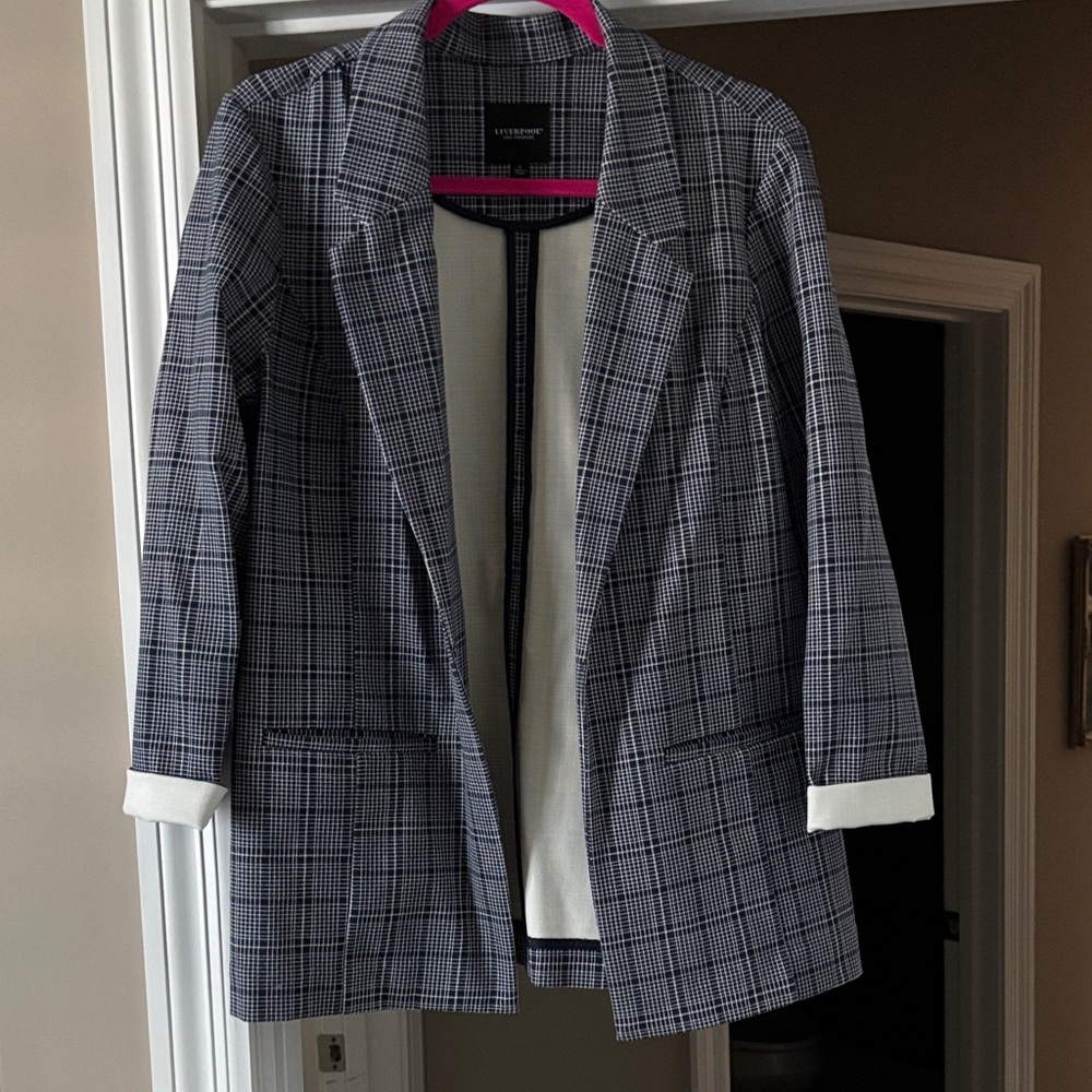 Liverpool navy and white check,Plaid Blazer
